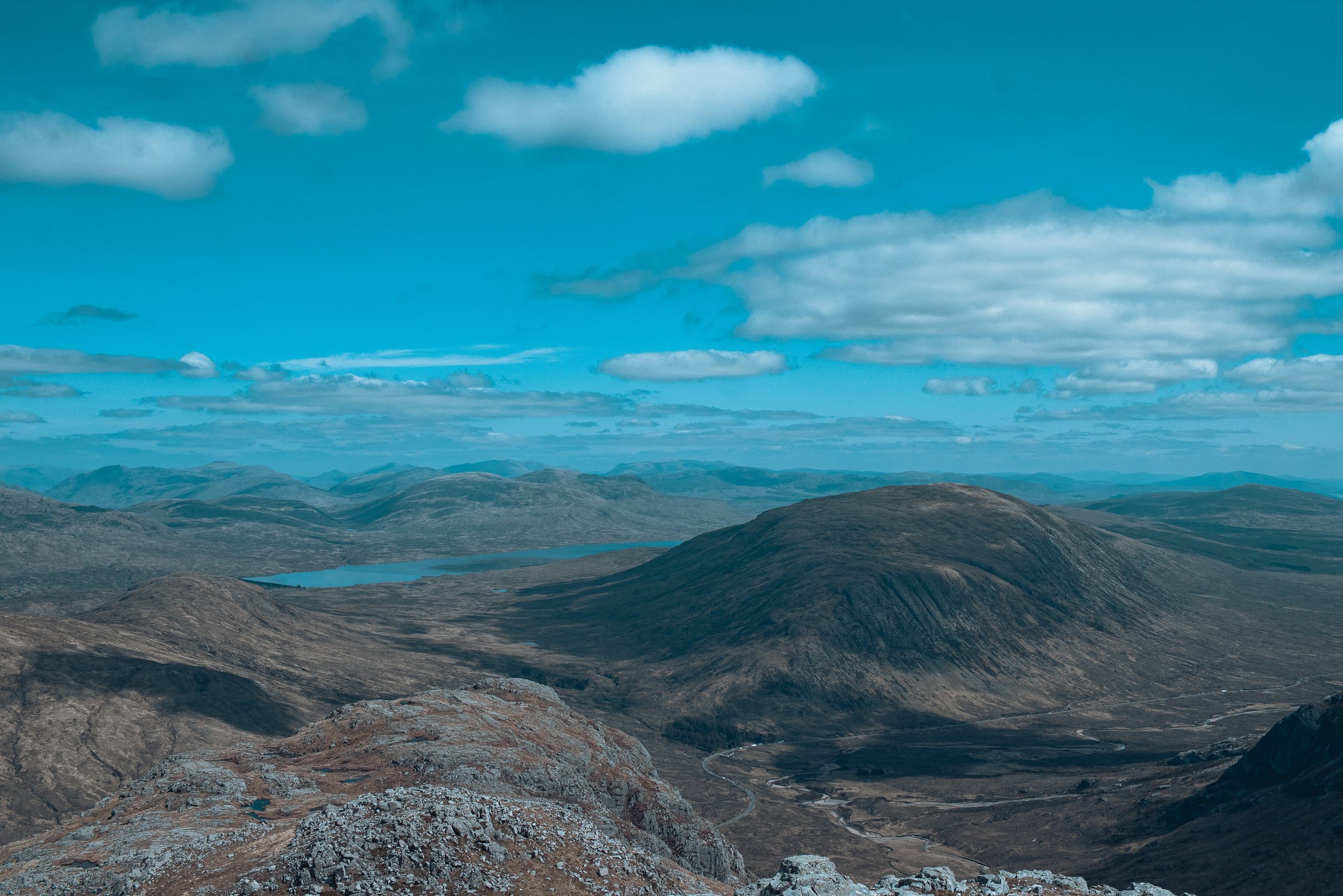 Highland panorama of rolling ranges
