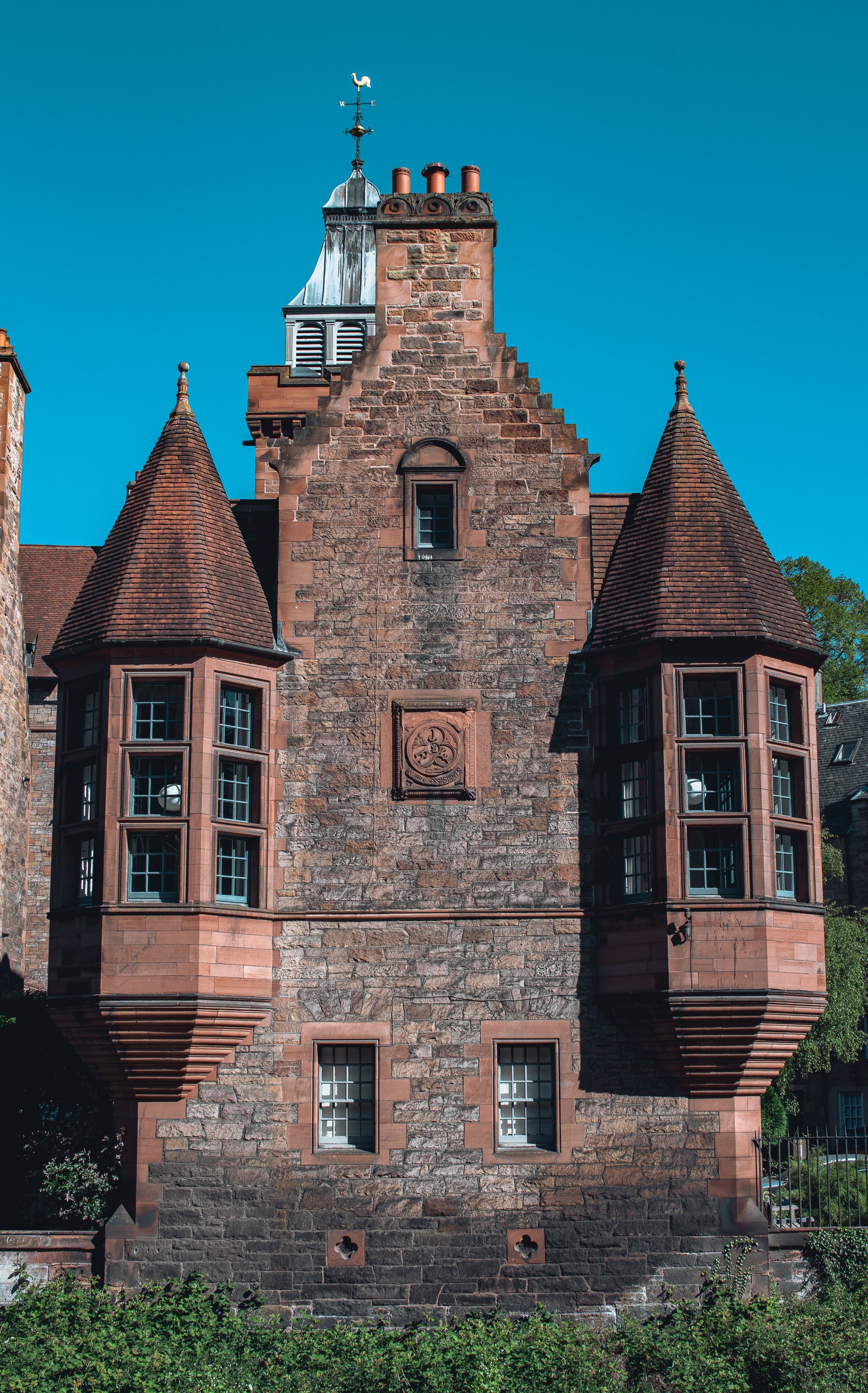 Edinburgh stone tower with bay windows and turret